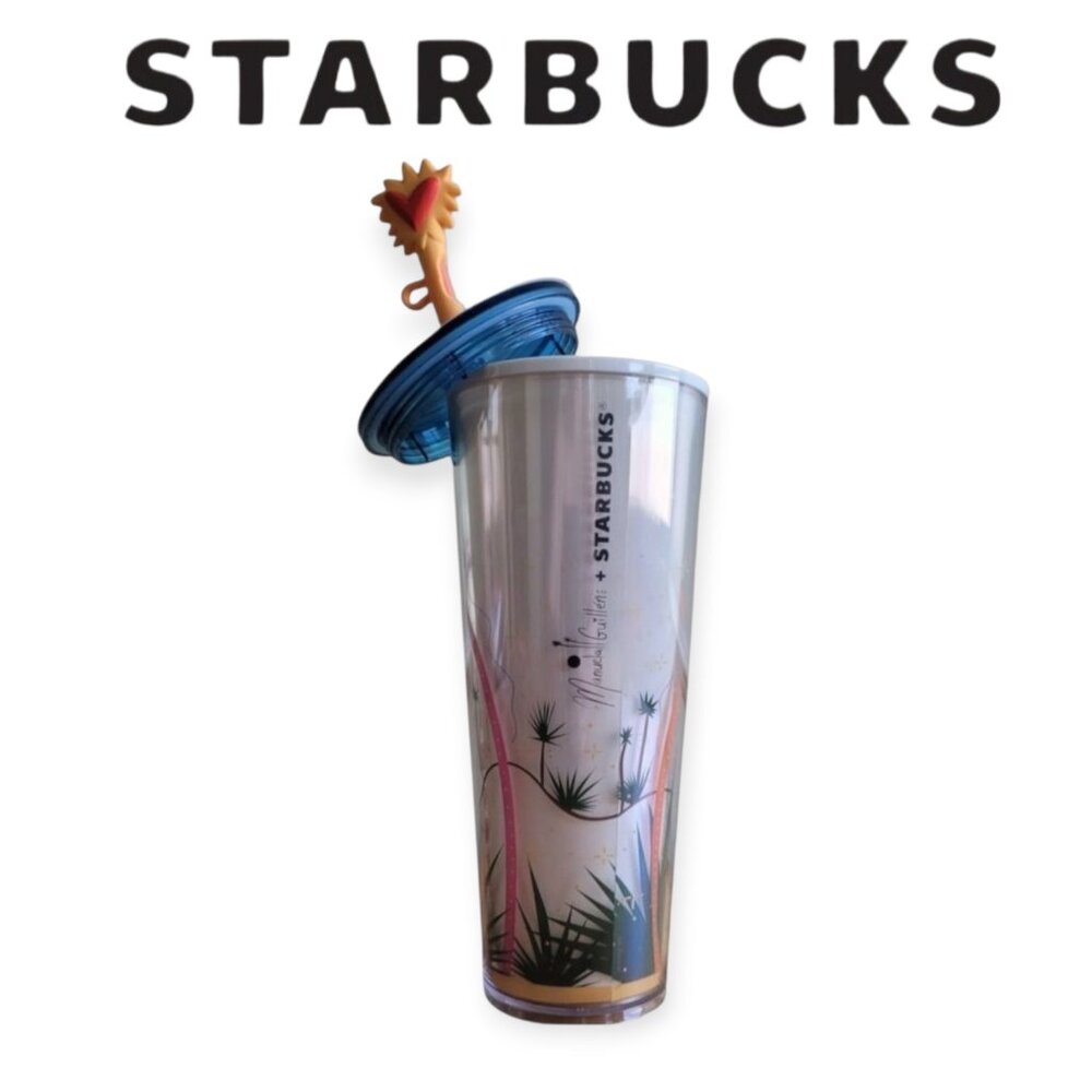 Starbucks Manuela Guillen Heart Straw Topper Tumbler 24oz Venti NWT Rare Collect